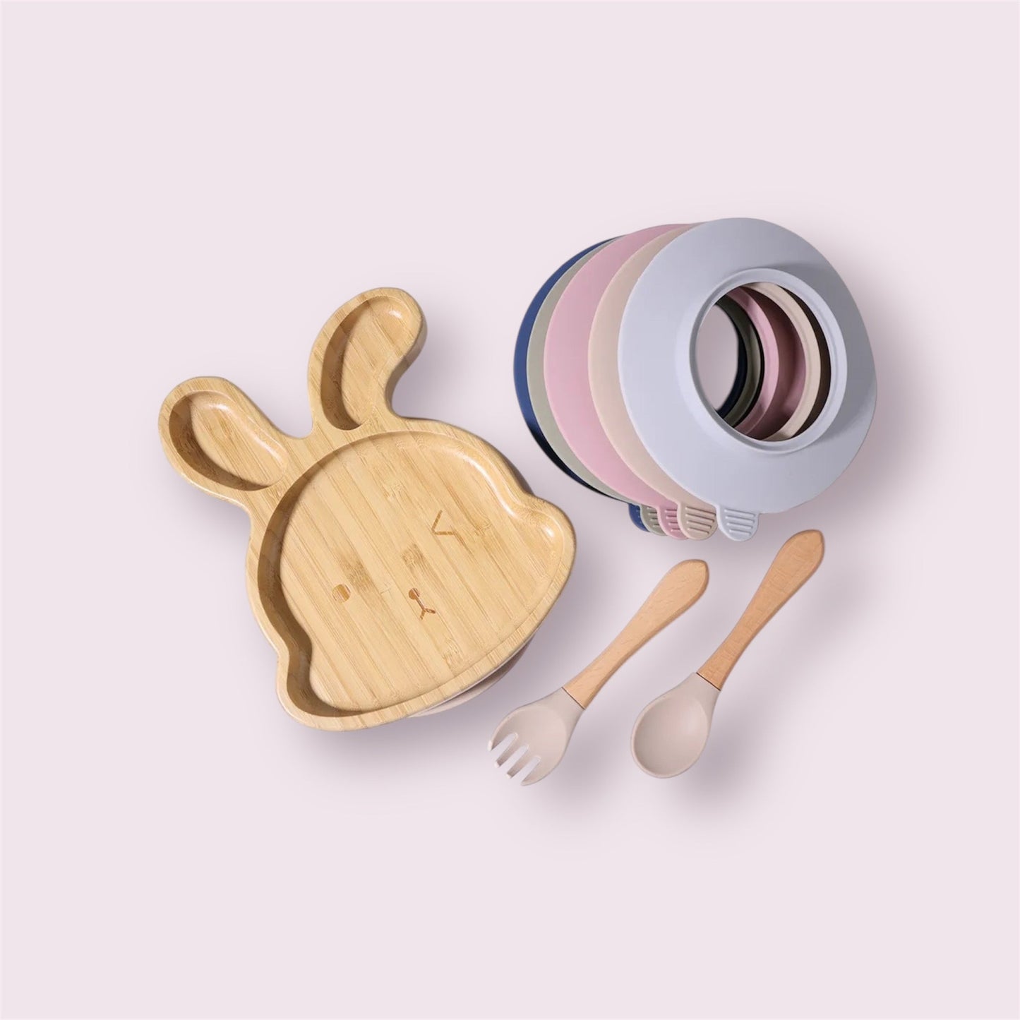 Blue Bamboo Rabbit Plate Eco - Friendly and Non - Slip - WM BUBBLES