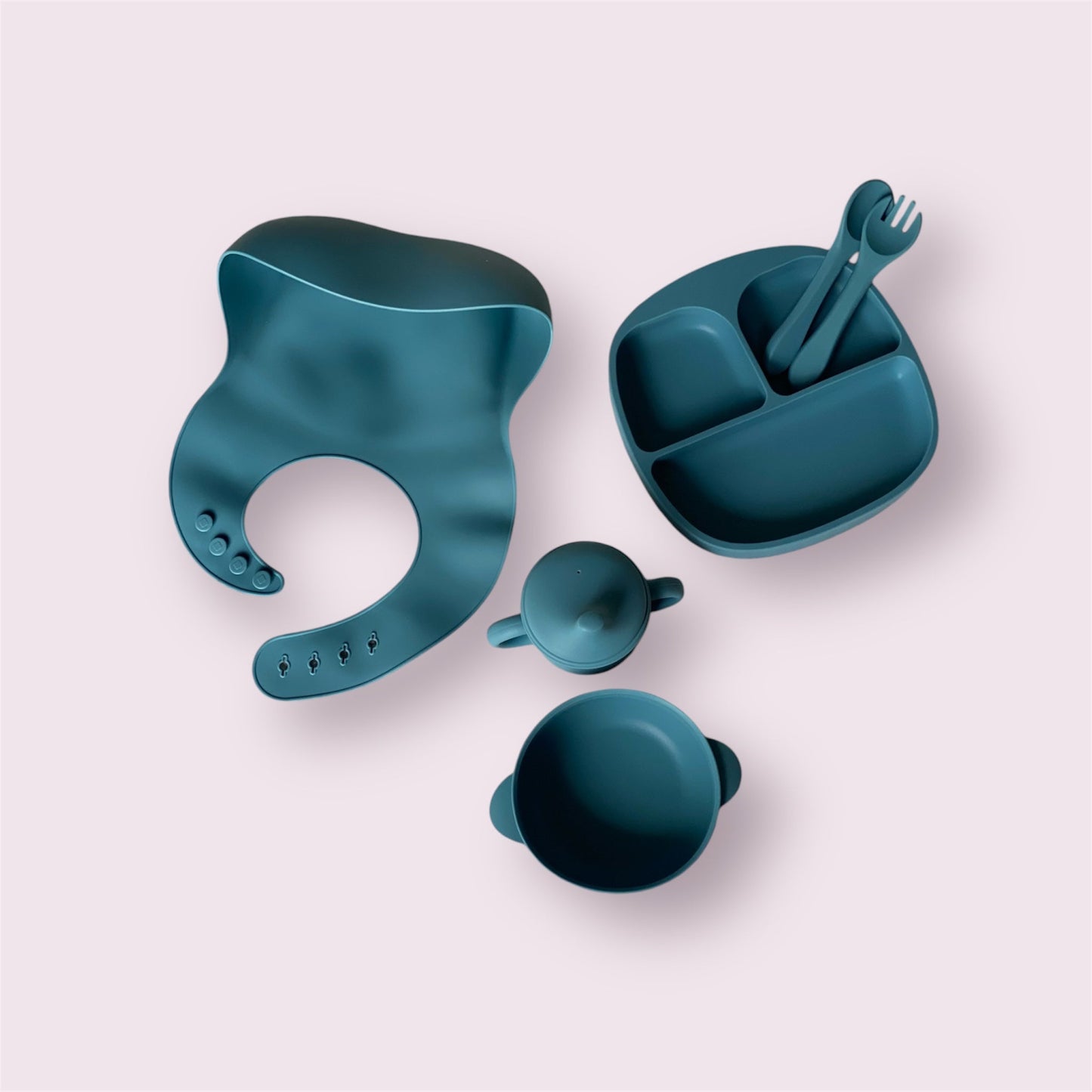 Blue Silicone Weaning Set – Safe & Stylish Baby Feeding Essentials - WM BUBBLES
