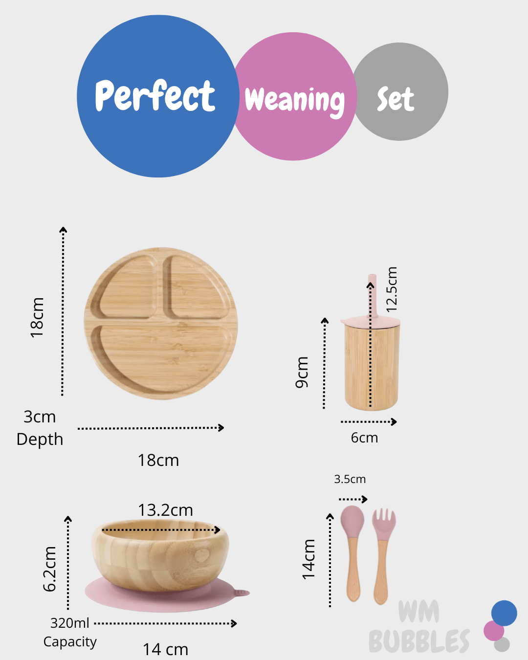 Circle Bamboo Baby Weaning Set - WM BUBBLES