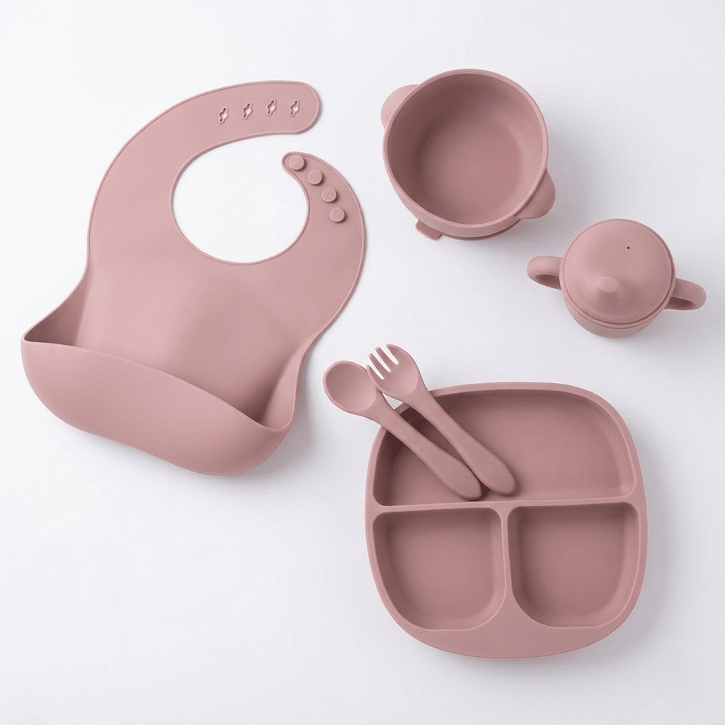 Pink Silicone Weaning Set - WM BUBBLES